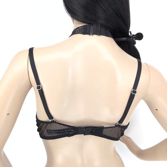 Victoria's Secret Very Sexy Push Up Choker 36 B Bra High Neck Black Nude - VGUC - Picture 4 of 16